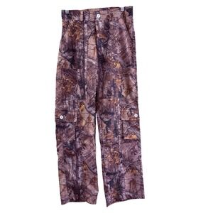 RealTree Camo Cargo Pants Women Brown Woodland Tree Print Utility Trousers 27